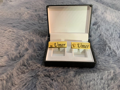Customize Crown Engraved Name Cufflinks